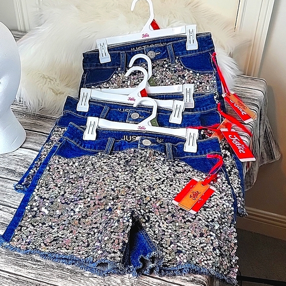 Justice Highrise Midi Sequin Shorts Girls - Picture 9 of 9